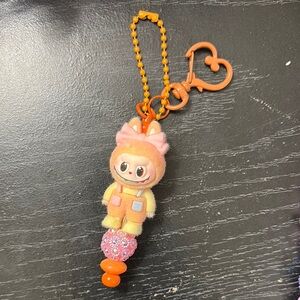 Labubu Keychain with Orange and Pink Accents